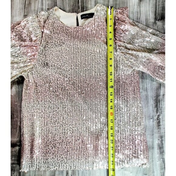 OnTwelfth Sequined Puff Sleeve‎ Top size M, Champagne - Picture 6 of 7